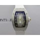 RM07 Full Paved Diamond SS ZF Best Edition White Diamond Skeleton Dial On White Rubber Strap Asian CRMA2 Clone