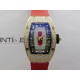 RM07 Paved Snowflake Cut Diamonds RG ZF Best Edition Red MOP Diamond Skeleton Dial On Red Rubber Strap Asian CRMA2 Clone
