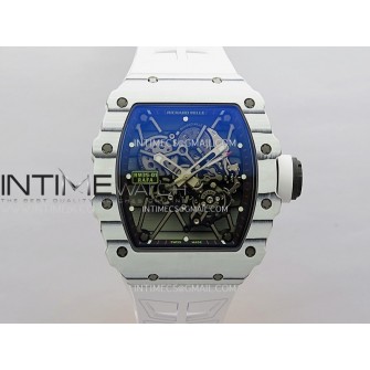 RM035-01 White Carbon ZF Best Edition Skeleton Dial On White Rubber Strap Super Clone RMUL2