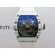 RM035-01 White Carbon ZF Best Edition Skeleton Dial On White Rubber Strap Super Clone RMUL2
