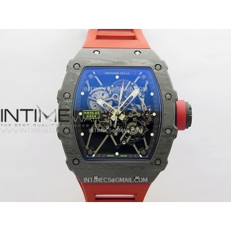 RM035-01 Black Carbon ZF Best Edition Skeleton Dial On Red Rubber Strap Super Clone RMUL2