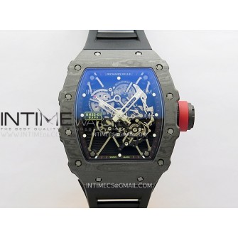 RM035-01 Black Carbon ZF Best Edition Skeleton Dial On Black Rubber Strap Super Clone RMUL2