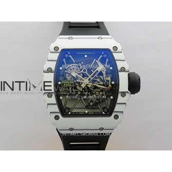 RM035-01 White Carbon ZF Best Edition Skeleton Dial On White Black Strap Super Clone RMUL2
