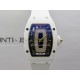 RM07 Real White Ceramic RG ZF Best Edition Black MOP Diamond Skeleton Dial On White Rubber Strap Asian CRMA2 Clone