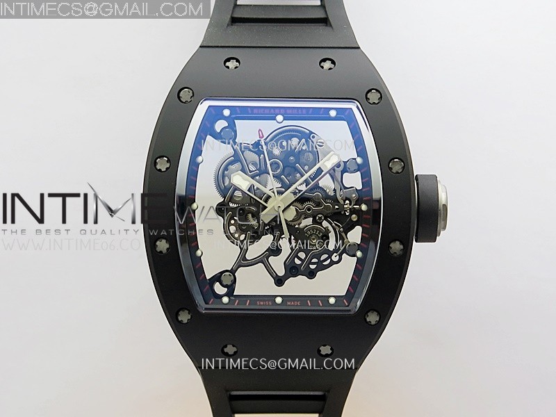 RM055 Black Ceramic Black Inner Bezel APSF 1:1 Best Edition On Black Rubber Strap RMUL2 Super Clone