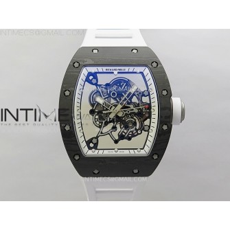 RM055 White inner Bezel White Crown NTPT/Ti ZF 1:1 Best Edition on White Rubber Strap RMUL2 Super Clone