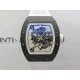 RM055 White inner Bezel White Crown NTPT/Ti ZF 1:1 Best Edition on White Rubber Strap RMUL2 Super Clone