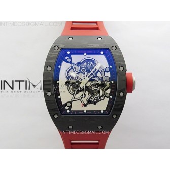 RM055 Black Carbon Bezel Black Crown NTPT/Ti ZF 1:1 Best Edition on Red Rubber Strap RMUL2 Super Clone