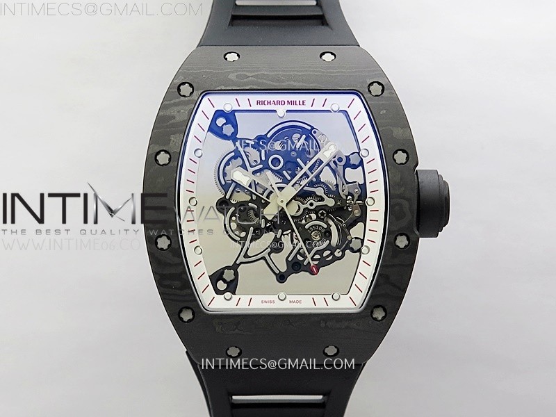 RM055 White inner Bezel Black Crown NTPT/NTPT ZF 1:1 Best Edition on Black Rubber Strap RMUL2 Super Clone