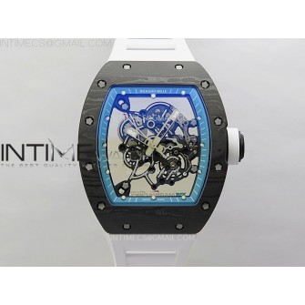 RM055 Blue Inner Bezel Black Crown NTPT/NTPT ZF 1:1 Best Edition on White Rubber Strap RMUL2 Super Clone