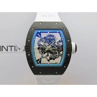 RM055 Blue Inner Bezel White Crown NTPT ZF 1:1 Best Edition Skeleton On White Shark Rubber Strap RMUL2 Super Clone