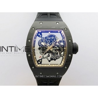 RM055 RG Inner Bezel Black Crown NTPT ZF 1:1 Best Edition Skeleton Dial On Black Shark Rubber Strap RMUL2 Super Clone