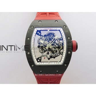 RM055 White Inner Bezel Red Crown NTPT ZF 1:1 Best Edition Skeleton Dial On Red Shark Rubber Strap RMUL2 Super Clone