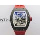 RM055 White Inner Bezel Red Crown NTPT ZF 1:1 Best Edition Skeleton Dial On Red Shark Rubber Strap RMUL2 Super Clone