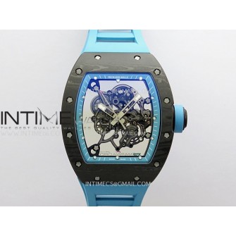 RM055 Blue Inner Bezel Blue Crown NTPT ZF 1:1 Best Edition On Blue Rubber Strap RMUL2 Super Clone V2
