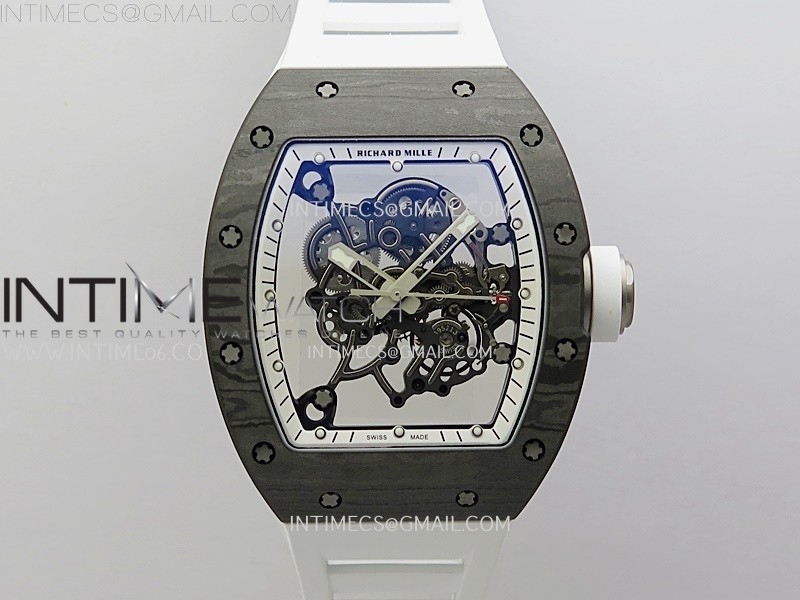 RM055 NTPT/Ti APSF 1:1 Best Edition White Inner Bezel White Crown on Rubber Strap RMUL2 Super Clone