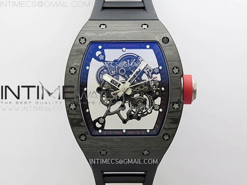 RM055 NTPT/Ti APSF 1:1 Best Edition Black Inner Bezel Red Crown on Black Rubber Strap RMUL2 Super Clone