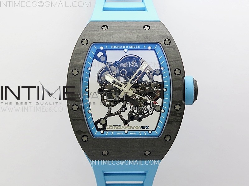 RM055 NTPT APSF 1:1 Best Edition Blue Inner Bezel Blue Crown On Blue Rubber Strap RMUL2 Super Clone