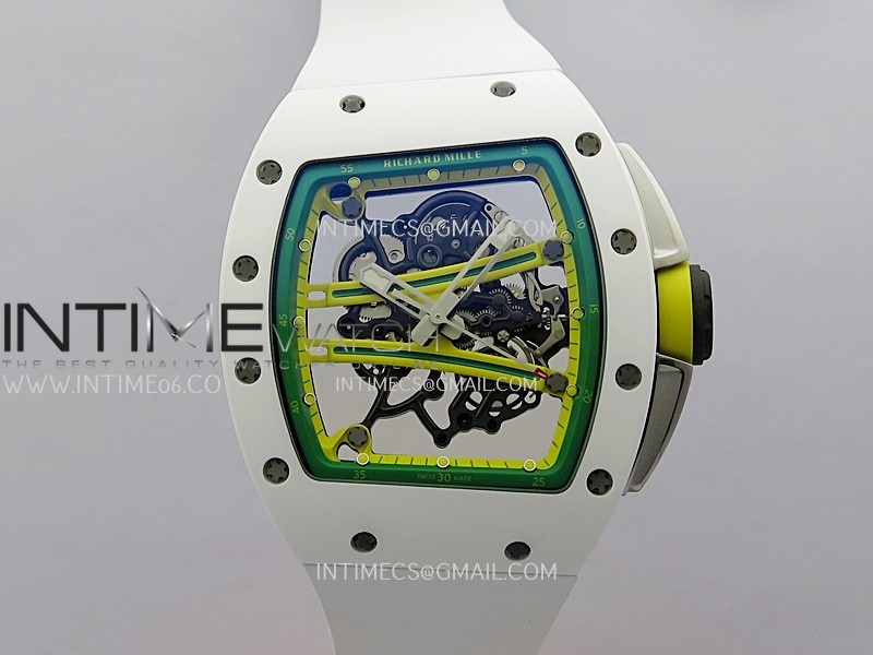 RM061 White Ceramic APSF 1:1 Best Edition on White Rubber Strap RMUL2 Super Clone