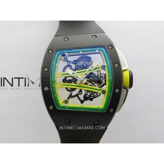 RM061 Black Ceramic APSF 1:1 Best Edition Skeleton Dial On Black Rubber Strap RMUL2 Super Clone