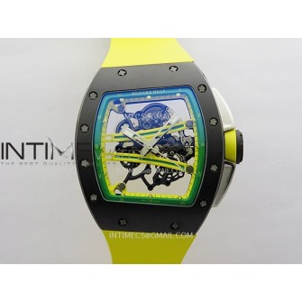 RM061 Black Ceramic APSF 1:1 Best Edition Skeleton Dial On Yellow Rubber Strap RMUL2 Super Clone