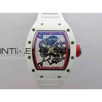 RM055 White Ceramic Red Inner Bezel APSF 1:1 Best Edition On White Rubber Strap RMUL2 Super Clone