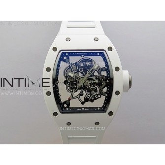 RM055 White Ceramic ZF 1:1 Best Edition Skeleton Dial On White Rubber Strap RMUL2 Super Clone