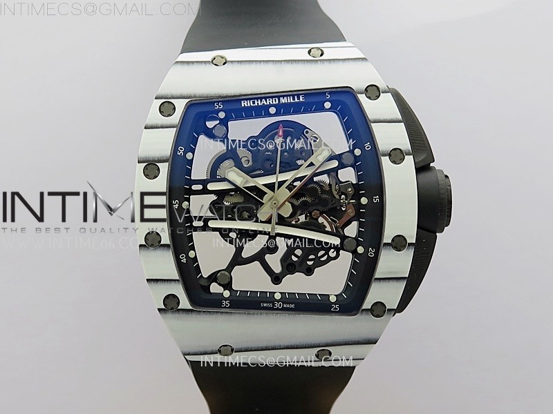 RM 61-01 Yohan Blake White NTPT ZF 1:1 Best Edition on Black Rubber Strap RMUL2 Super Clone