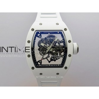 RM055 White Ceramic APSF 1:1 Best Edition Skeleton Dial on White Rubber Strap RMUL2 Super Clone