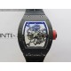 RM055 Red Crown Black Inner Black Ceramic ZF 1:1 Best Edition Skeleton Dial On Black Rubber Strap RMUL2 Super Clone