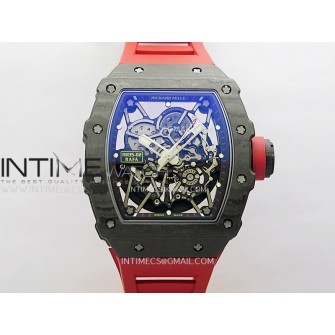 RM035-02 Real Black NTPT ZF 1:1 Best Edition Skeleton Dial On Red Rubber Strap Real Super Clone RMAL1 V7