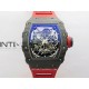 RM035-02 Real Black NTPT ZF 1:1 Best Edition Skeleton Dial On Red Rubber Strap Real Super Clone RMAL1 V7