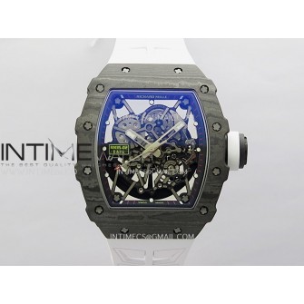 RM035-02 Real Black NTPT ZF 1:1 Best Edition Skeleton Dial On White Rubber Strap Real Super Clone RMAL1 V7