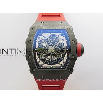 RM035-02 Real Black NTPT APSF 1:1 Best Edition Skeleton Dial On Red Rubber Strap Dandong Super Clone RMAL1