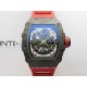 RM035-02 Real Black NTPT APSF 1:1 Best Edition Skeleton Dial On Red Rubber Strap Dandong Super Clone RMAL1