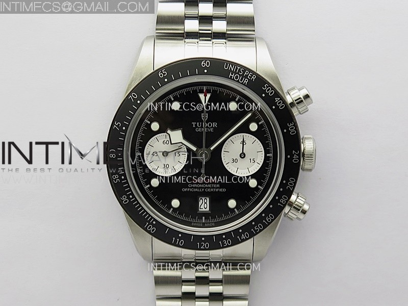 Black Bay Chrono M79360N SS ZF 1:1 Best Edition Black Dial On SS Bracelet DD7750